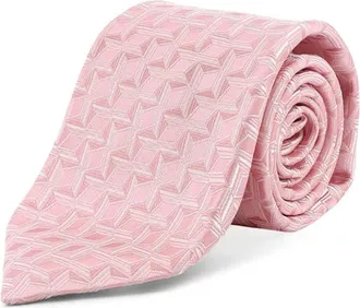 Kiton Accessoires, Heren, Roze, ONE Size, Zijden stropdas met geometrisch patroon