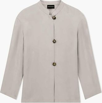 Emporio Armani Guru Collar Washed Fluid Lyocell Shirt