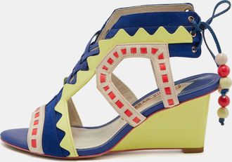 Sophia Webster Multicolor Leather And Suede Wedge Sandals