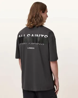 AllSaints Redact Oversized Embroidered Logo T-Shirt