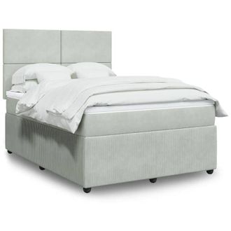 vidaXL Vidaxl - Cama Box Spring Con Colch&oacute;n Terciopelo Gris Claro 160x200 Cm