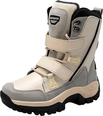 Generic Ladies Light Walking Boots Shoes Anti Boot for Women Boots Waetpoof Wide Calf Boot for Women Beige