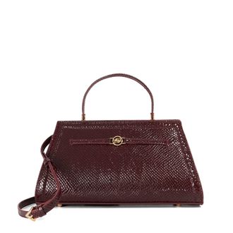 Dune London Womens Accessories Dante M - Croc Effect Metal Trim Grab Bag - Berry Leather - One Size