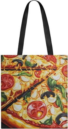 Generic Pizza Printed Tote Bag for Women Men Shoulder Bags Purses Pouch Handbags