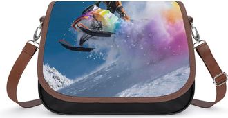 Generic Colorful Snowmobile Player Sport Crossbody Bags for Women Shoulder Messenger Bag Purse Handbags