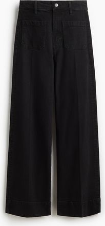 H&M Wide High Jeans - Schwarz