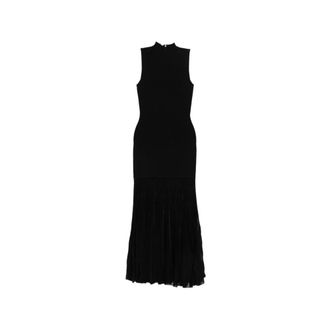 Michael Kors Stretch Knit Combination Maxi-jurk - Dames - Maxi kleedjes - Zwart - XS - Nylon - Kleedjes