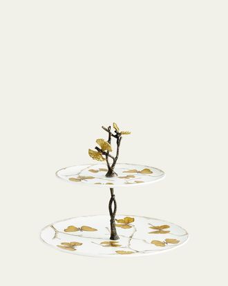 Michael Aram Butterfly Ginkgo 2-Tier Porcelain Etagere