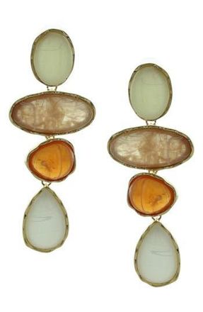 Olivia Welles Stepping Stone Drop Earrings in Gold /Orange /White at Nordstrom Rack
