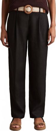 Reiss Beau Linen Belted Tapered Trousers In Black