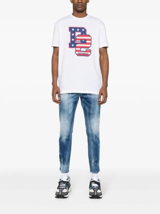 Dsquared2 Logo-Embroidered Jersey T-Shirt - White