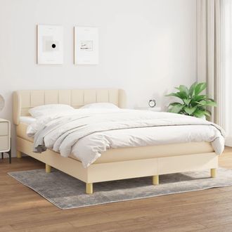 vidaXL Cama Box Spring Con Colch&oacute;n Tela Color Crema 140x200 Cm Vidaxl