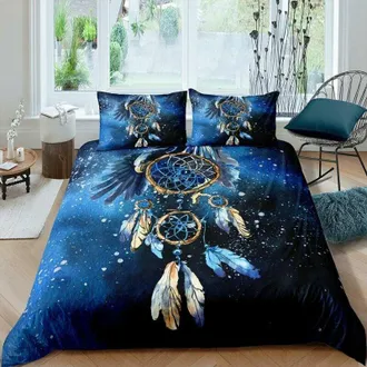 OEM Parure De Lit - Housse De Couette 220x240 Cm Et 2 Taies Doreiller 65x65 Cm - Microfibre Polyester - Bleu - 3 Pieces