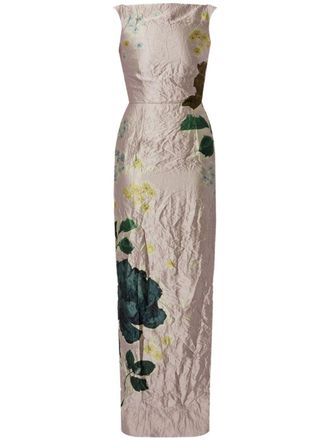 Erdem Margot gekreukte maxi-jurk met bloemenprint - Roze