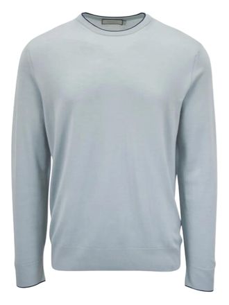 Canali Trui met geribbelde manchetten - Blauw