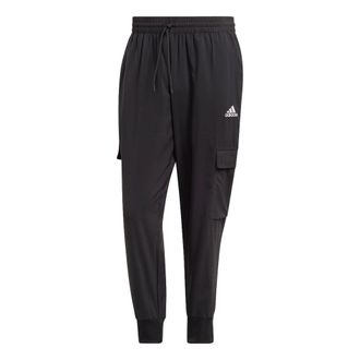 adidas Essentials Small Logo Woven Cargo Ankle-Length Pants Black HA4348
