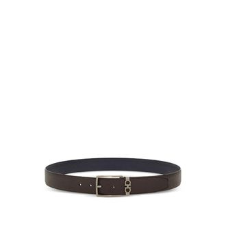 Ferragamo Brown Textured Reversible Belt