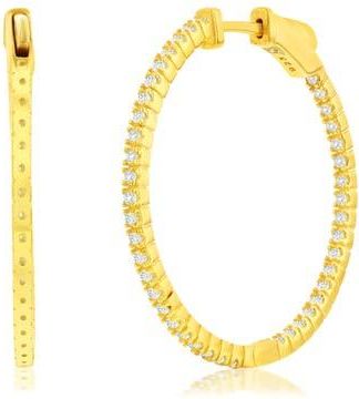 Suzy Levian Rose Cubic Zirconia Hoop Earrings in Yellow at Nordstrom Rack