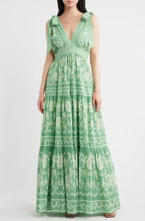 Flying Tomato Print Cotton Maxi Dress in Sage at Nordstrom, Size Medium