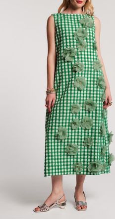 Frances Valentine Origami Dress Gingham in Green/oyster at Nordstrom, Size X-Large