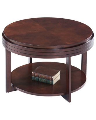 Leick Home Teo Solid Wood Round Coffee Table With Shelf