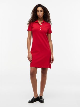 Tommy Hilfiger Womens Classic Fit Stretch Cotton Polo Dress - Red - XXL