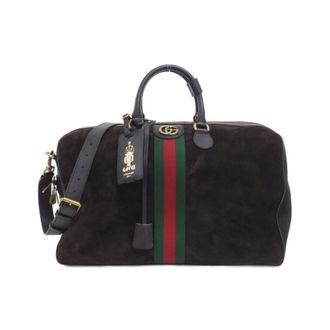 Gucci Dark Brown Suede Leather Boston Bag (Pre-Owned)
