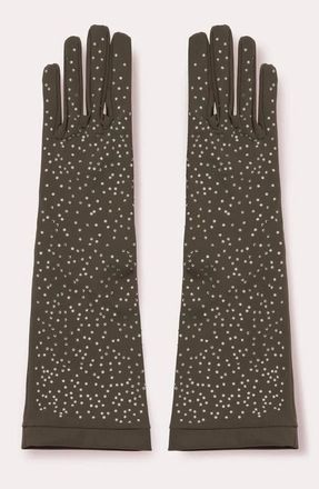 Seymoure Grace Glove with Handset Crystals in Khaki at Nordstrom