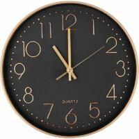 OEM Reloj De Pared Moderno Silencioso De Cuarzo De 25 Cm, Redondo Con N&uacute;meros Grandes (oro Rosa)