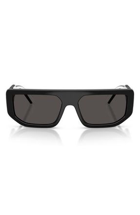 Dolce & Gabbana 56mm Rectangular Sunglasses in Black /Dark Grey at Nordstrom