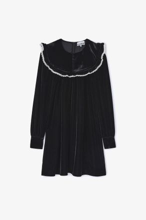 Ganni Black Velvet Dress - Size 10/12