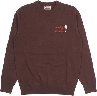 Saint Barth Heron Vacanze Crew-Neck Truien - Heren - Ronde hals truien - Bruin - L - Wol - Truien & Vesten