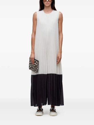 Osklen pleated sleeveless two-tone jumpsuit - women - Fabric - P - White