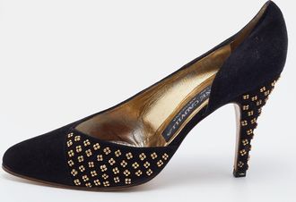 Rene Caovilla Ren&eacute; Caovilla Black Suede Embellished Dorsay Pumps