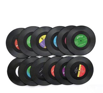 OEM 12 Sottobicchieri Vintage A Forma Di Disco In Vinile - Antiscivolo, Isolanti - Adatti Per Caff&egrave; E Bevande - Diametro 10,5 Cm