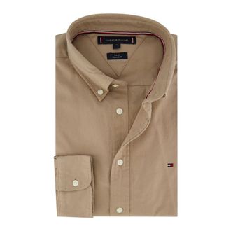 Tommy Hilfiger Overhemden, Heren, Bruin, XL, Katoen, Flex Regular Fit Flanellen Overhemd