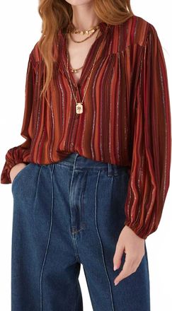 Dress To Lurex V-Neck Buttoned Blouse In Brown Refugio