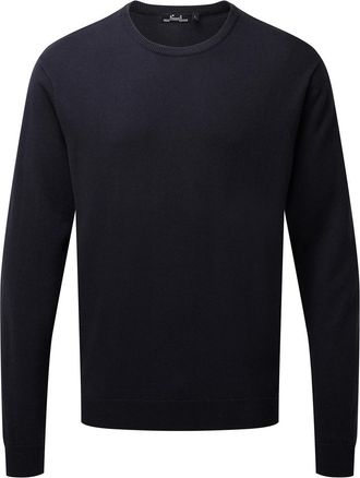 Premier Heren gebreid katoenen crew neck sweatshirt (Marine)