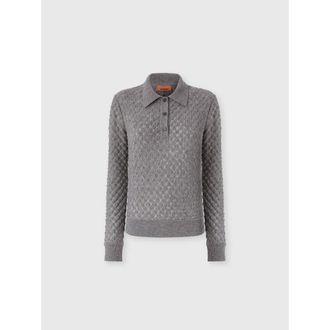 Missoni Cashmere Polo With Lace Pattern in Grey at Nordstrom, Size X-Small
