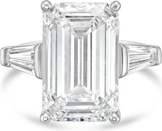 Diana M. Jewels Platinum 20.00 ct tw Emerald Cut with two Long Baguettes on the side Engagement Ring (Single Claw)