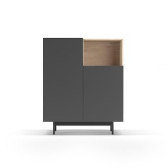 HERDASA Mueble Aparador En Melamina, Colecci&oacute;n Printed (602-1), Con 2 Puertas, En Roble Y Grafito