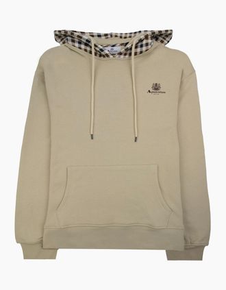 Aquascutum Mens Aquascutum Club Check Hoodie Beige 03 - Tan - Size: 40