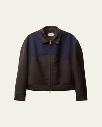 Versace Colorblocked Wool/Mohair Zip-Up Blouson Jacket