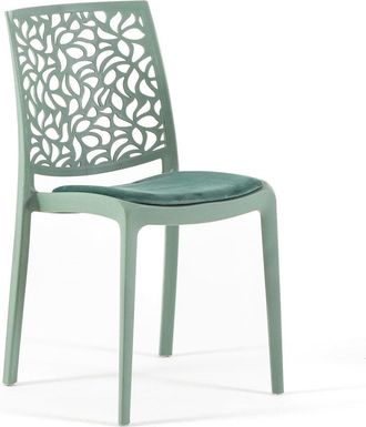 Siediti Fuori e Dentro Set de 6 sillas de resina salvia con cojín verde