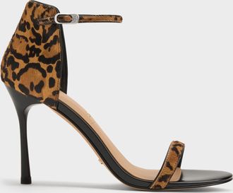 Charles & Keith Kyra Calf Hair Leopard-Print Stiletto Sandals