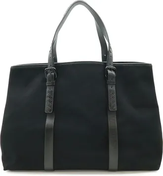Bottega Veneta Black Canvas Leather Tote Bag (Pre-Owned)