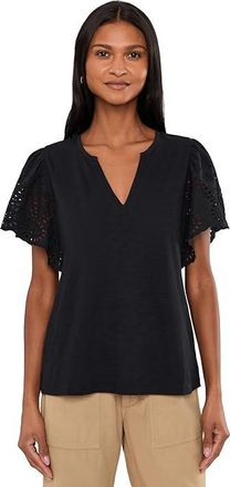 Tommy Bahama Gem Coast Flounced Shiffli Womens Clothing Black : LG (US 12-14), Cotton