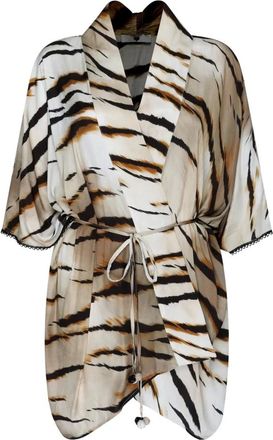 Twinset Overhemden, Dames, Veelkleurig, L, Animalier Caftan met elastische taille