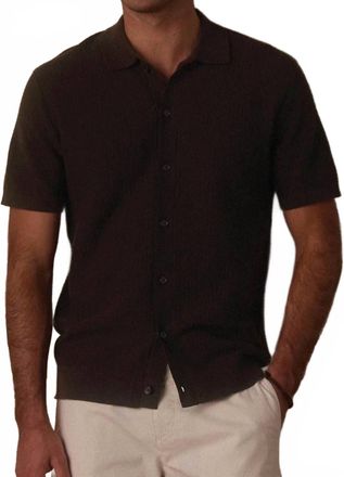 The Normal Brand Breezeknit Button Up Shirt In Dark Brown