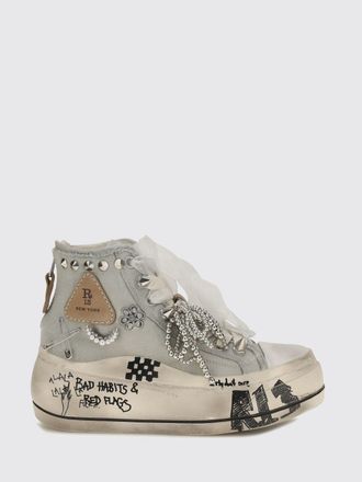 R13 Kurt Bicolor Canvas High-Top Platform Sneakers with Back Zip